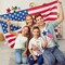 4th of July Wooden Star Set – 3-Piece Rustic Patriotic Tiered Tray & Tabletop Decorations for Memorial Day, Independence Day, Home, Red White & Blue (Retro Style)